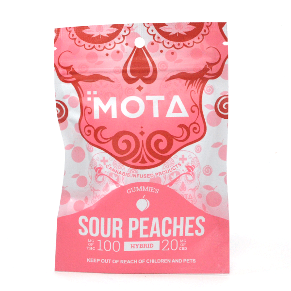 Hybrid Sour Peach Gummies 100mg THC / 20mg CBD
